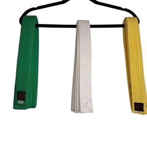 Lot of 3 Martial Arts Belts White, Yellow, Green